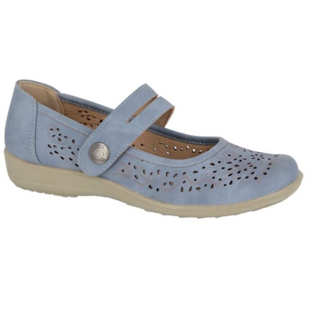 Boulevard Womens/Ladies Leather Mary Janes / Blue